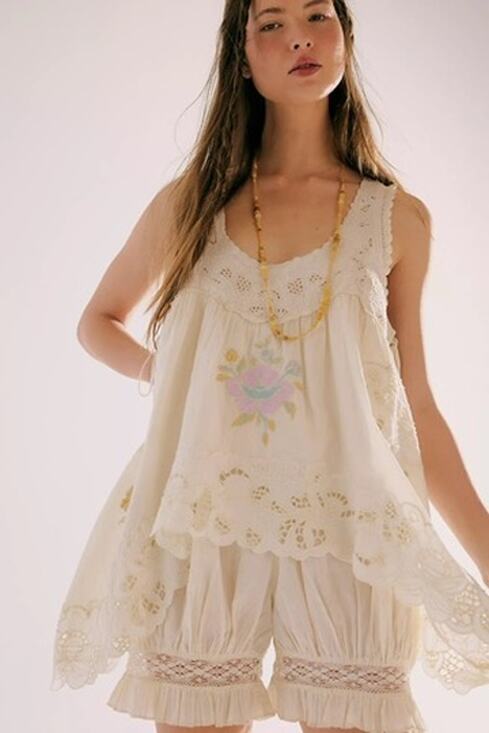 Free People Pants - Free People Eye Catcher Bloomsie Romper, NWT, White, Size S